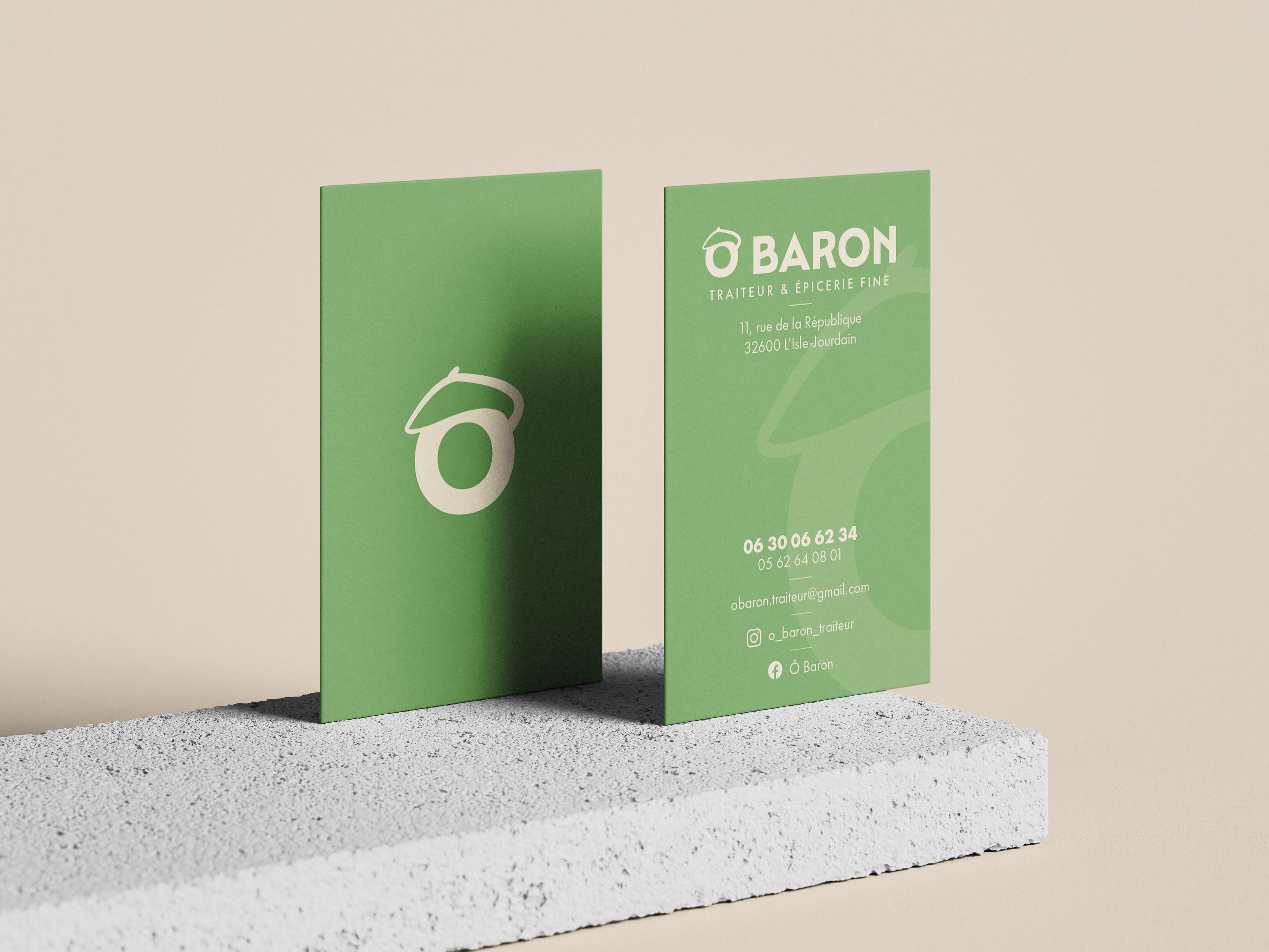 Projet Ô Baron : identité visuelle et cartes commerciales (visuel 3 sur 5)
